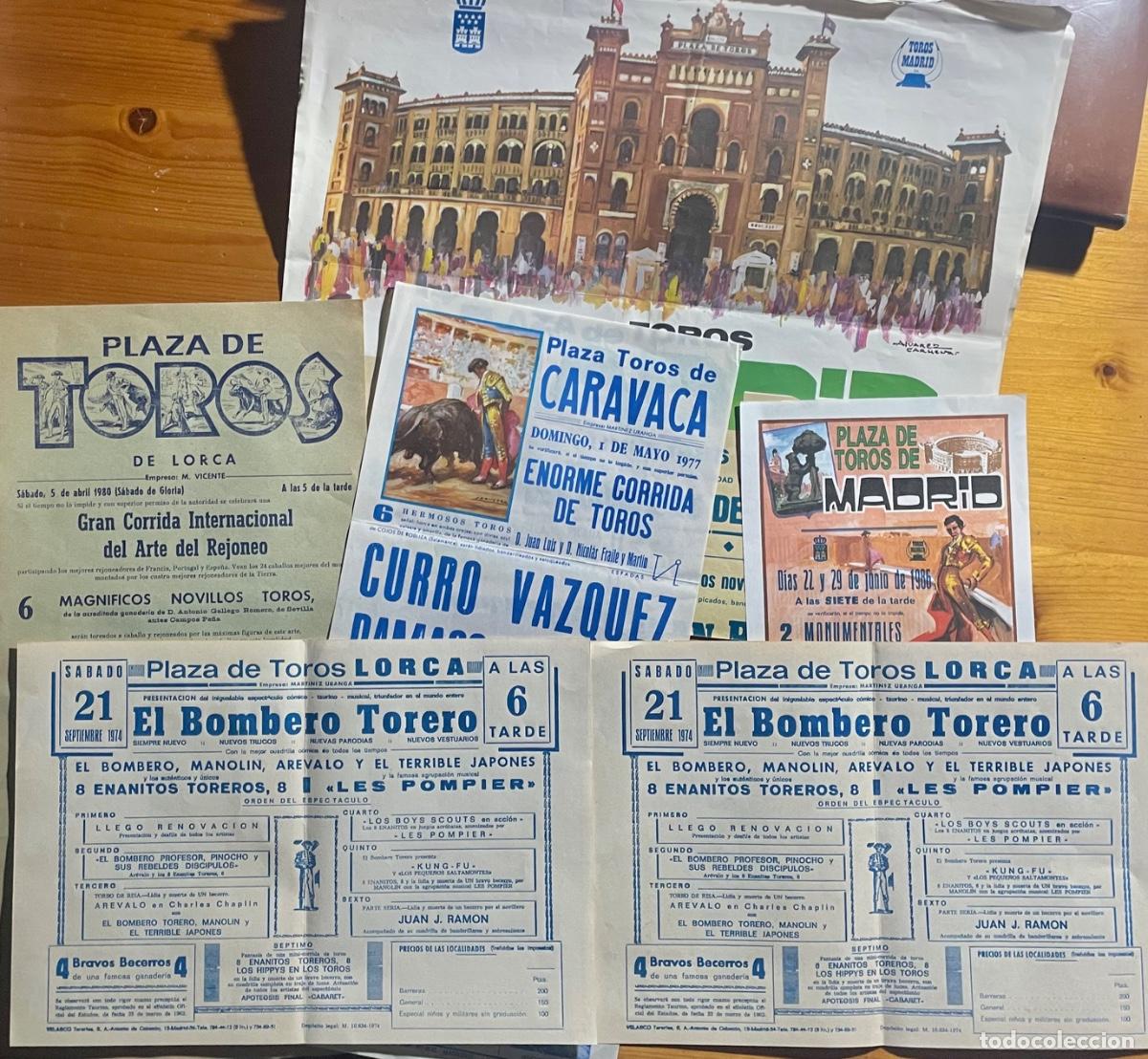 Tauromaquia: LOTE- TOROS- MADRID- LORCA- CARAVACA 7 CARTELES- 1970- 1986