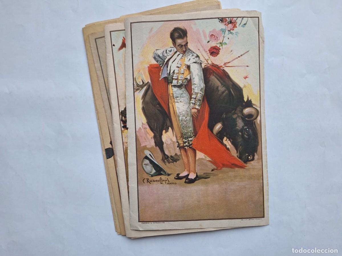 Tauromachie: LOTE 6 ANTIGUOS CARTELES PEQUE&Ntilde;OS DE TOROS MIDEN 21X13,5 CM. APROX. RV