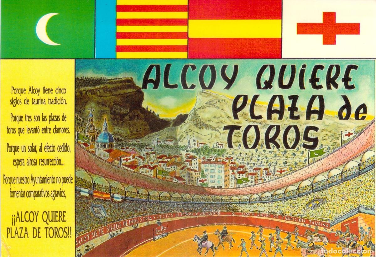 Tauromaquia: Postal Alcoy Quiere Plaza de Toros Club Taurino Ilustraci&oacute;n Espa&ntilde;a