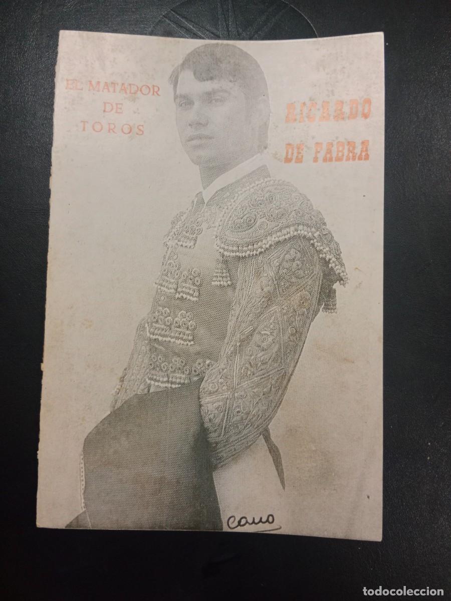 Stierkampf: TAUROMAQUIA / TOROS - TARJETA DIPTICO FELICITACION TORERO MATADOR RICARDO DE FABRA