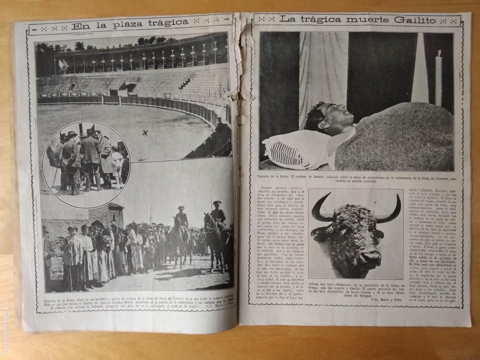 Tauromaquia: ANTIGUA REVISTA LA UNION ILUSTRADA MAYO DE 1920 TRAGICA MUERTE DEL TORERO GALLITO