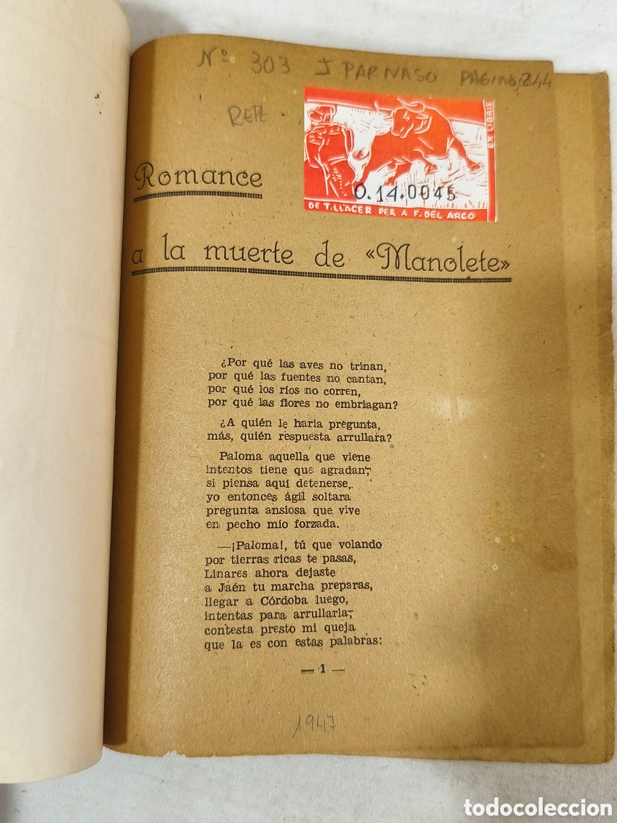 Tauromaquia: Romance a Manolete 1947 - Foto 2