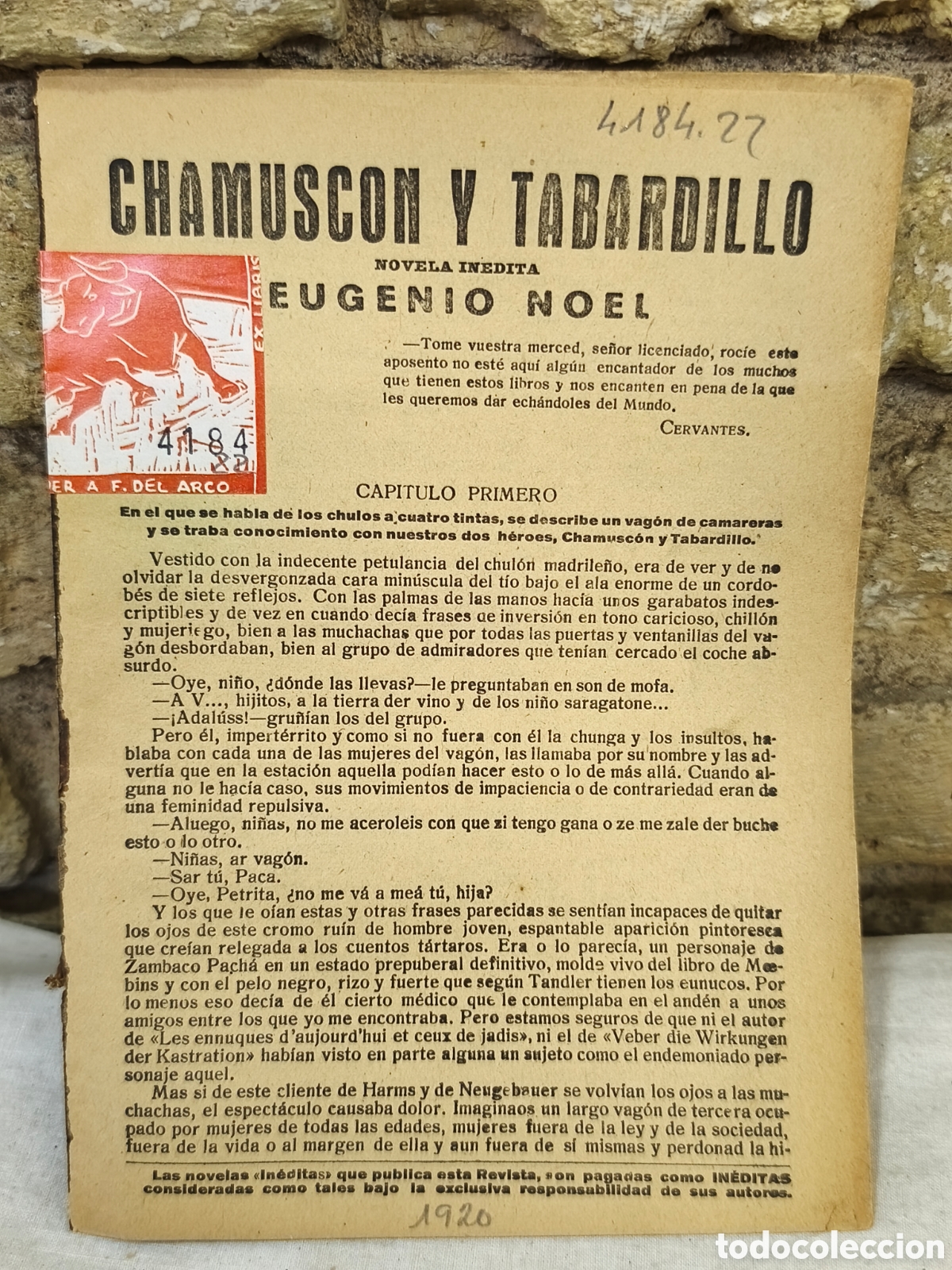 Tauromaquia: CHAMUSCON Y TABARDILLO 1920 - Foto 1