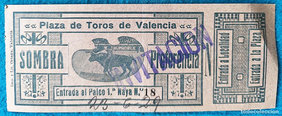 Bullfighting: RW ENTRADA PLAZA TOROS DE VALENCIA 23 DE JUNIO 1929 ORIGINAL ET45