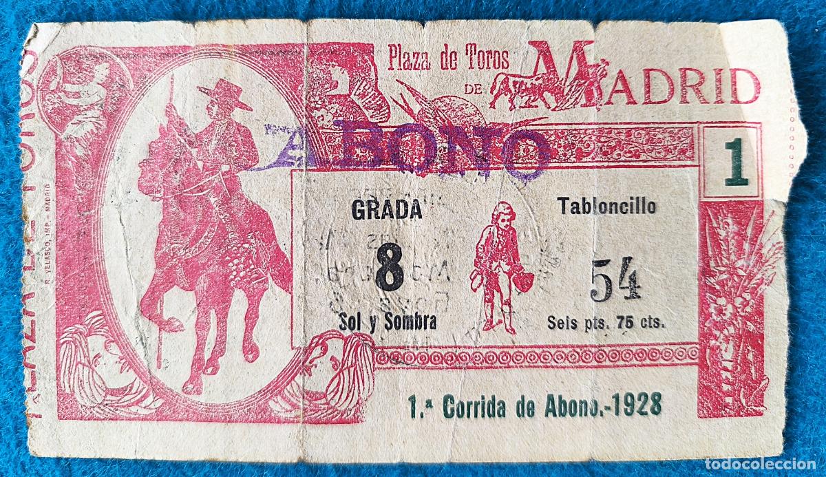 Bullfighting: RW ENTRADA PLAZA TOROS DE MADRID 1928 ORIGINAL ET58