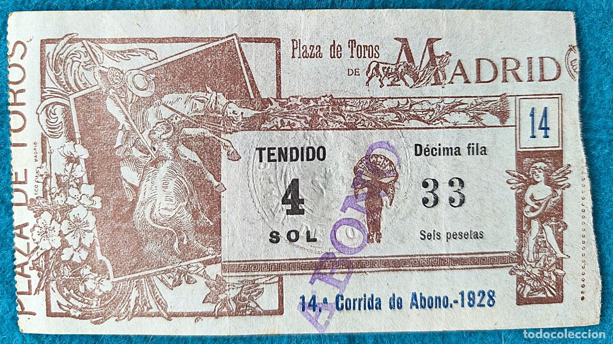 Bullfighting: RW ENTRADA PLAZA TOROS DE MADRID 1928 ORIGINAL ET60