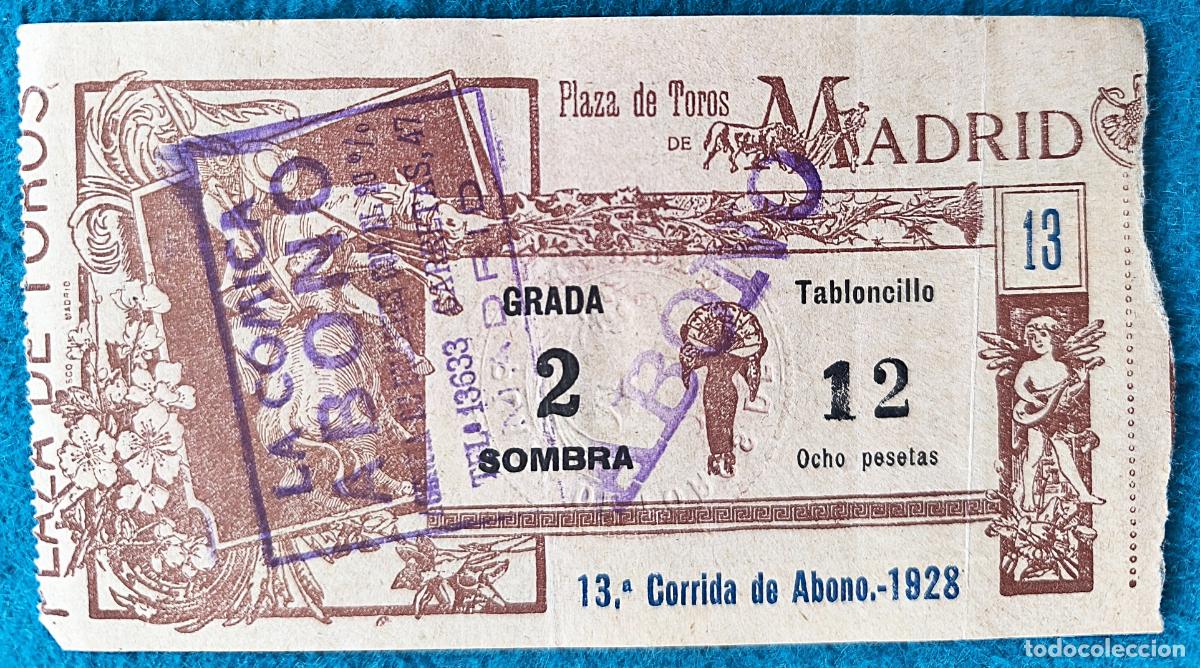 Tauromaquia: RW ENTRADA PLAZA TOROS DE MADRID 1928 ORIGINAL ET66