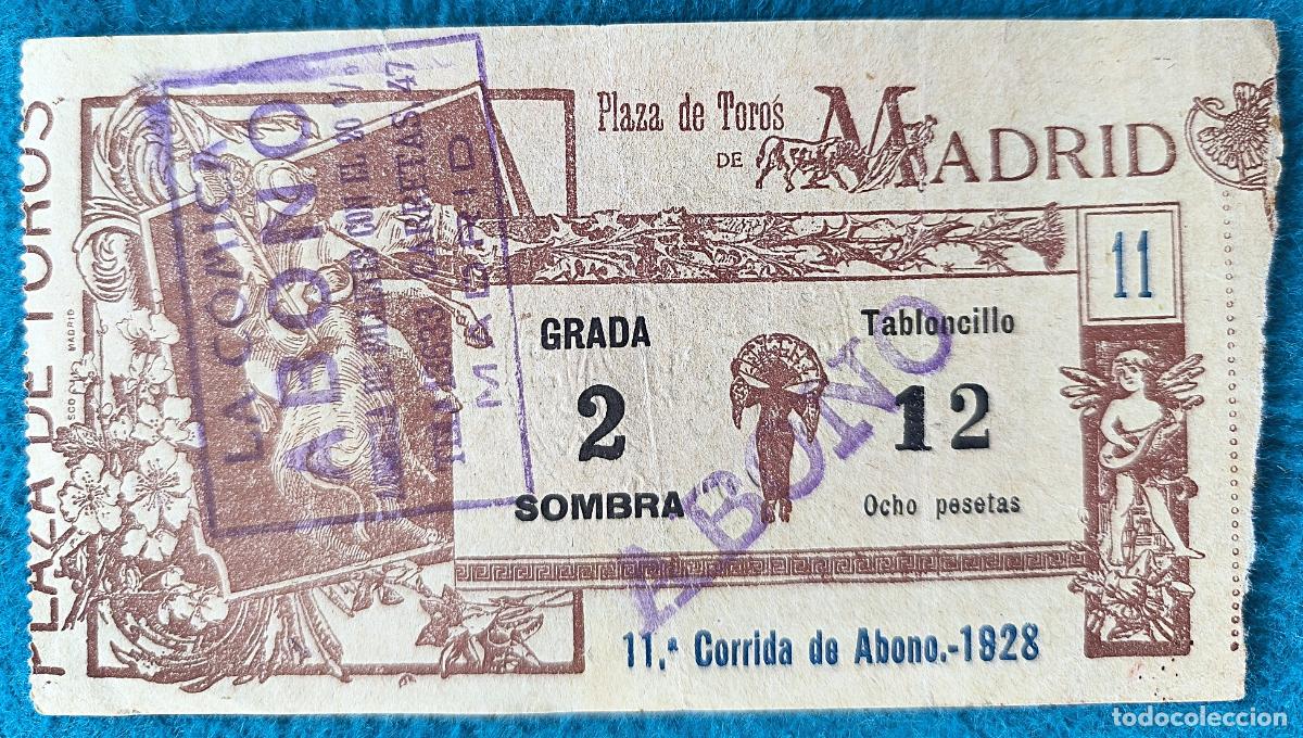 Tauromaquia: RW ENTRADA PLAZA TOROS DE MADRID 1928 ORIGINAL ET71