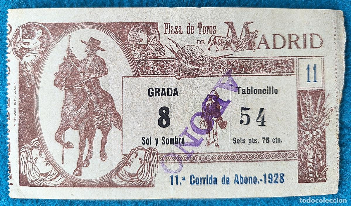 Tauromaquia: RW ENTRADA PLAZA TOROS DE MADRID 1928 ORIGINAL ET72