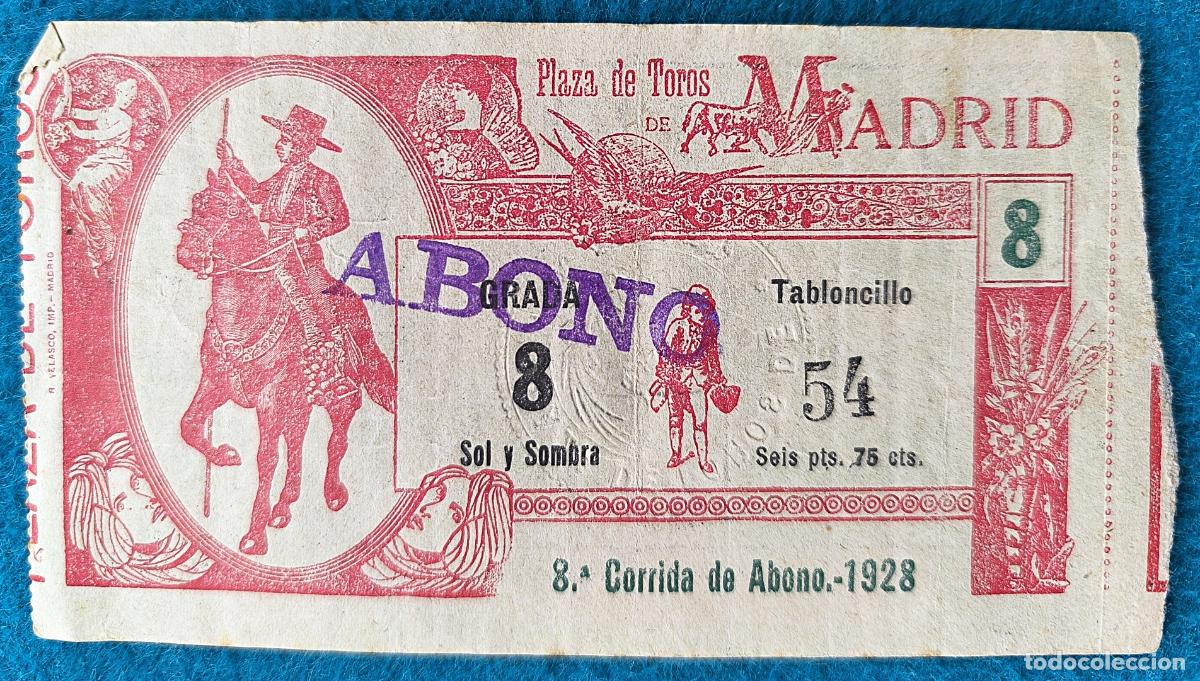 Tauromaquia: RW ENTRADA PLAZA TOROS DE MADRID 1928 ORIGINAL ET75