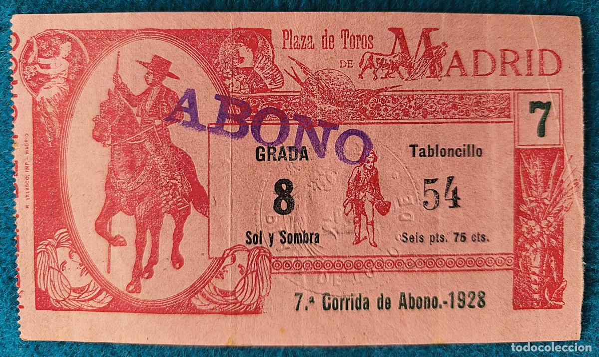 Tauromaquia: RW ENTRADA PLAZA TOROS DE MADRID 1928 ORIGINAL ET78
