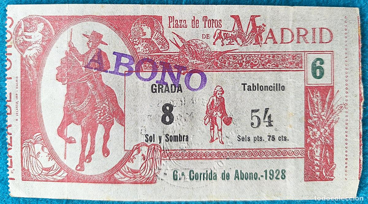 Tauromachia: RW ENTRADA PLAZA TOROS DE MADRID 1928 ORIGINAL ET79