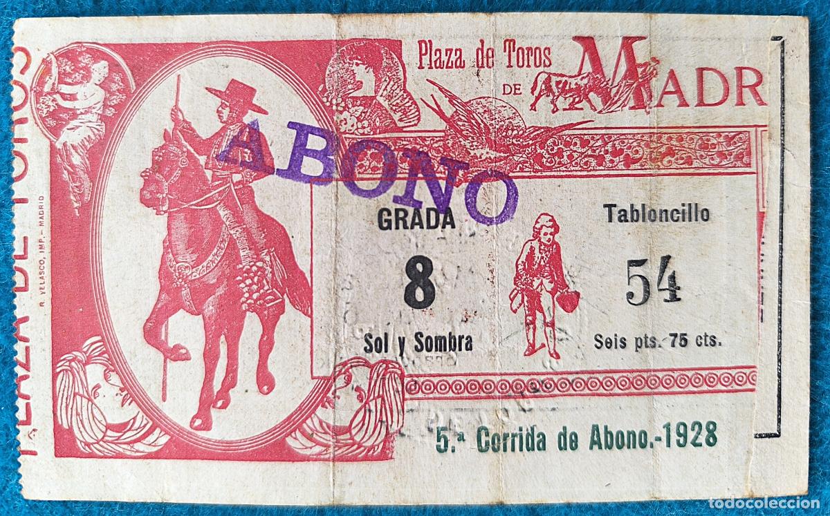 Tauromaquia: RW ENTRADA PLAZA TOROS DE MADRID 1928 ORIGINAL ET80