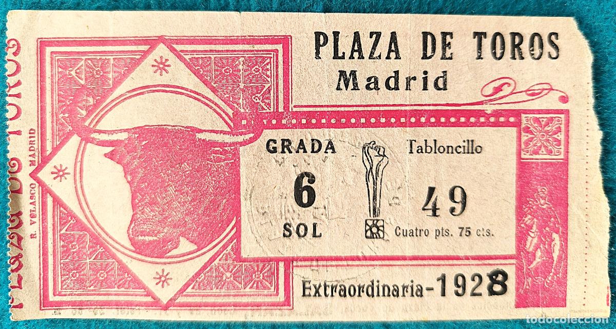 Tauromaquia: RW ENTRADA PLAZA TOROS DE MADRID 1928 ORIGINAL ET97