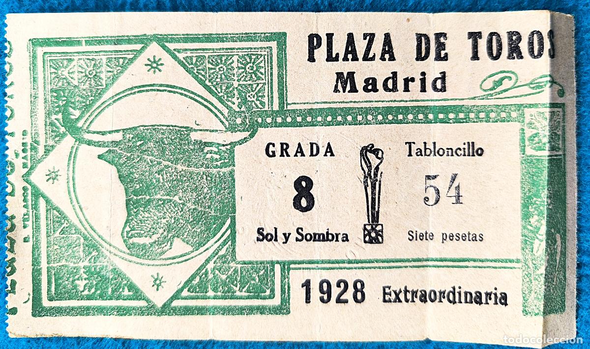 Stierkampf: RW ENTRADA PLAZA TOROS DE MADRID 1928 ORIGINAL ET99