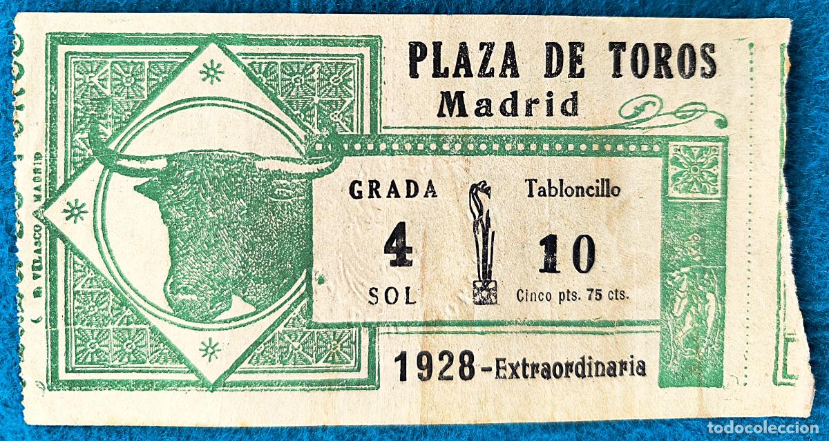 Stierkampf: RW ENTRADA PLAZA TOROS DE MADRID 1928 ORIGINAL ET100