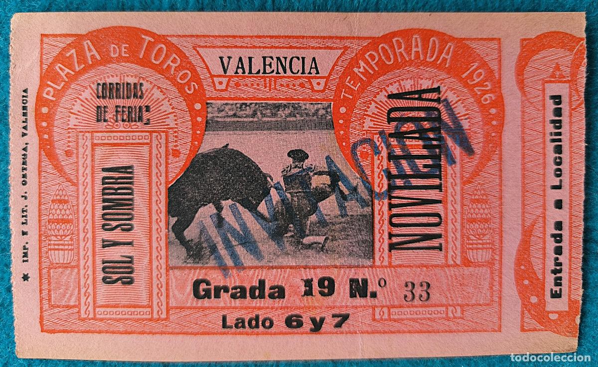 Tauromaquia: RW ENTRADA PLAZA TOROS DE VALENCIA 1926 ORIGINAL ET136