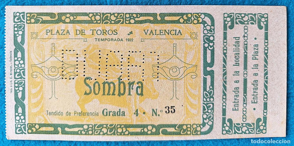 Tauromaquia: RW ENTRADA PLAZA TOROS DE VALENCIA 1922 ORIGINAL ET198