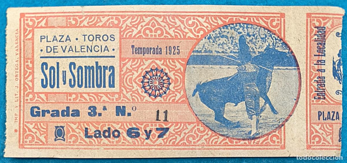 Bullfighting: RW ENTRADA PLAZA TOROS DE VALENCIA 1925 ORIGINAL ET288
