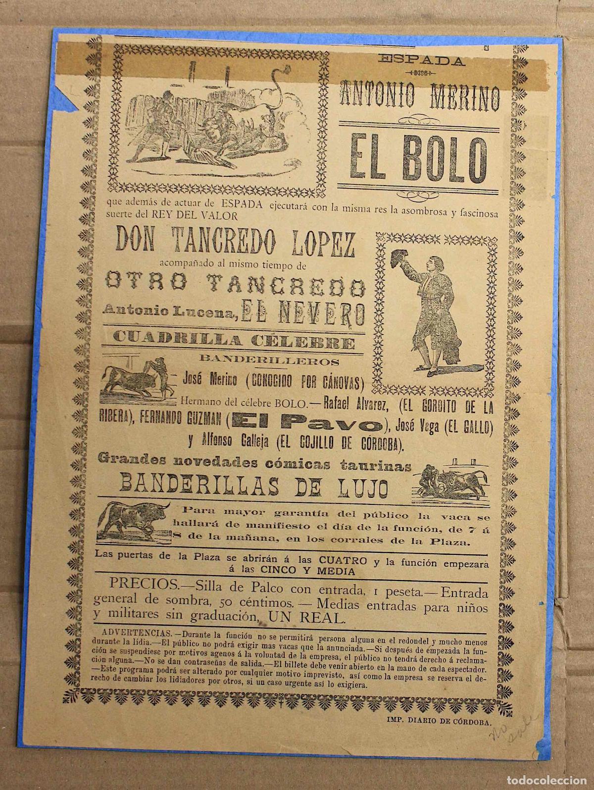 Bullfighting: CARTEL DE PLAZA DE TOROS DE CORDOBA. CIRCA 1915