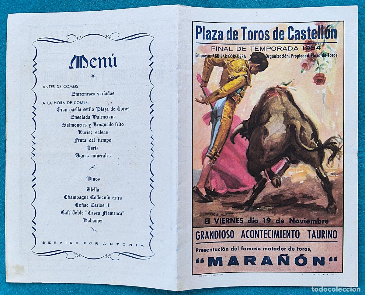 Tauromachie: RW PROGRAMA TOROS PLAZA CASTELLON 1954 MARA&Ntilde;ON CHIMITO AMADEILLO ORIGINAL PT101