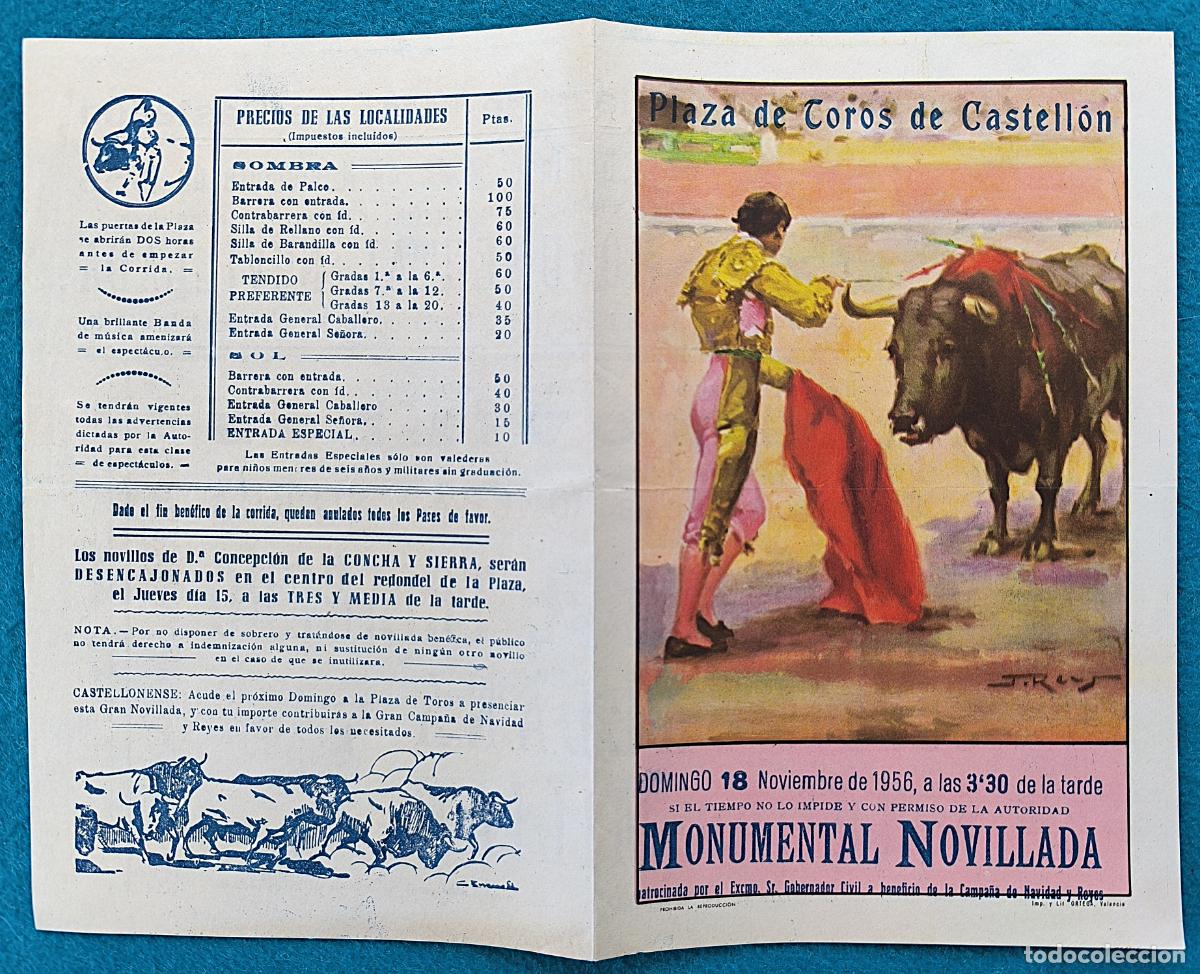 Tauromachia: RW PROGRAMA TOROS PLAZA CASTELLON 1956 TRIANERO SALDA&Ntilde;A MILIAN ORIGINAL PT112