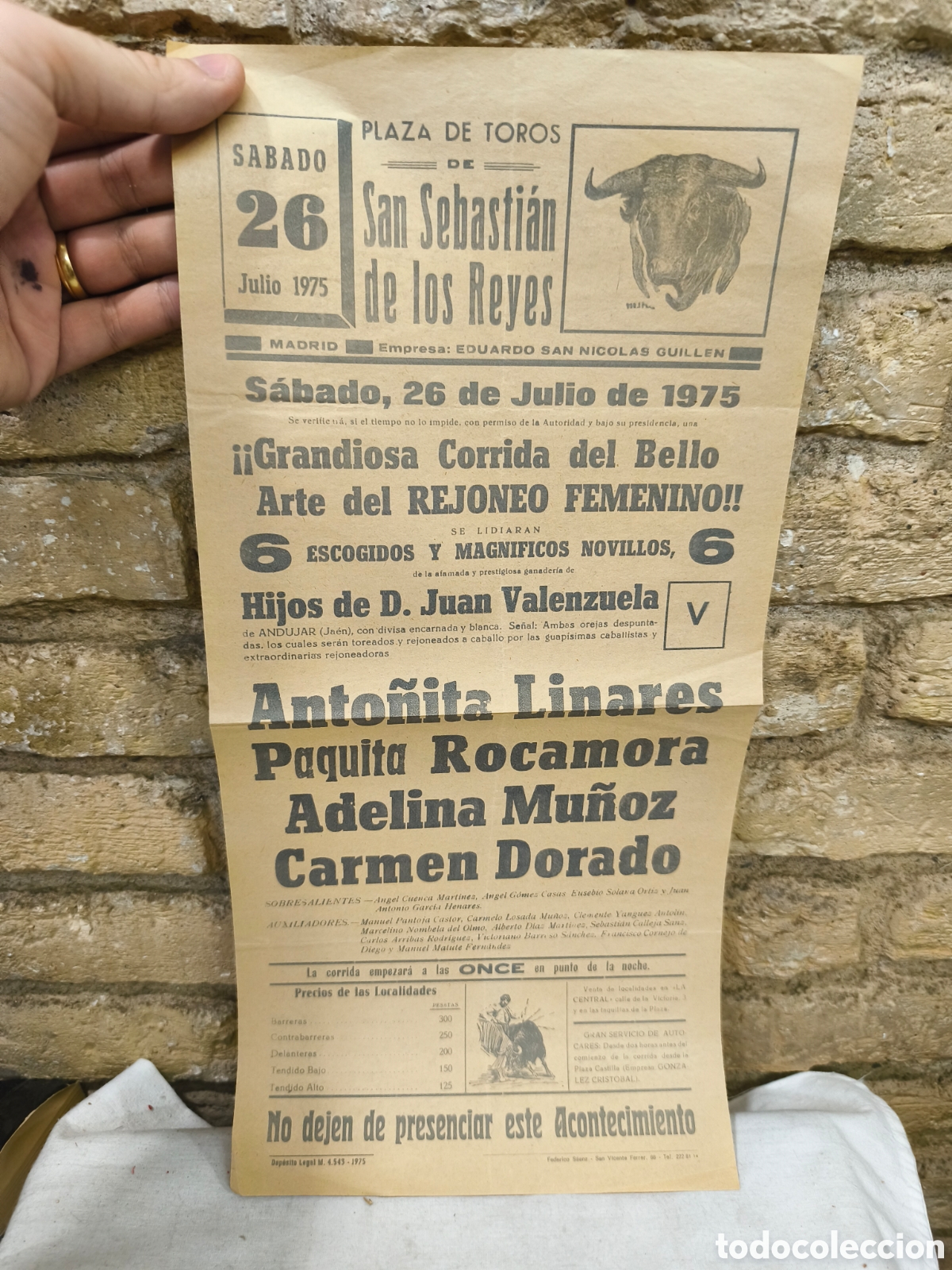 Tauromaquia: Cartel San Sebasti&aacute;n de los Reyes 1975 rejoneo femenino