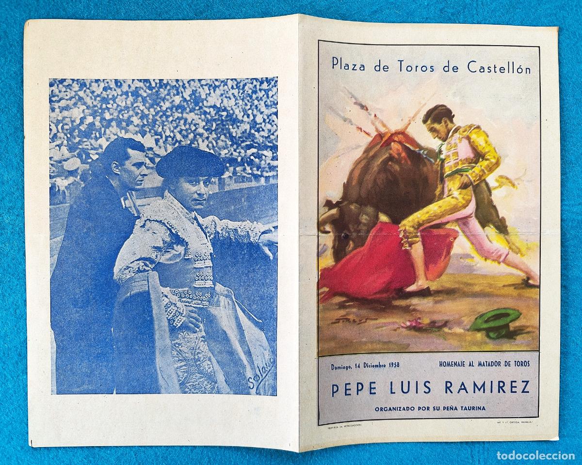 Tauromachie: RW PROGRAMA TOROS PLAZA CASTELLON 1958 PEPE LUIS RAMIREZ ORIGINAL PT131 R