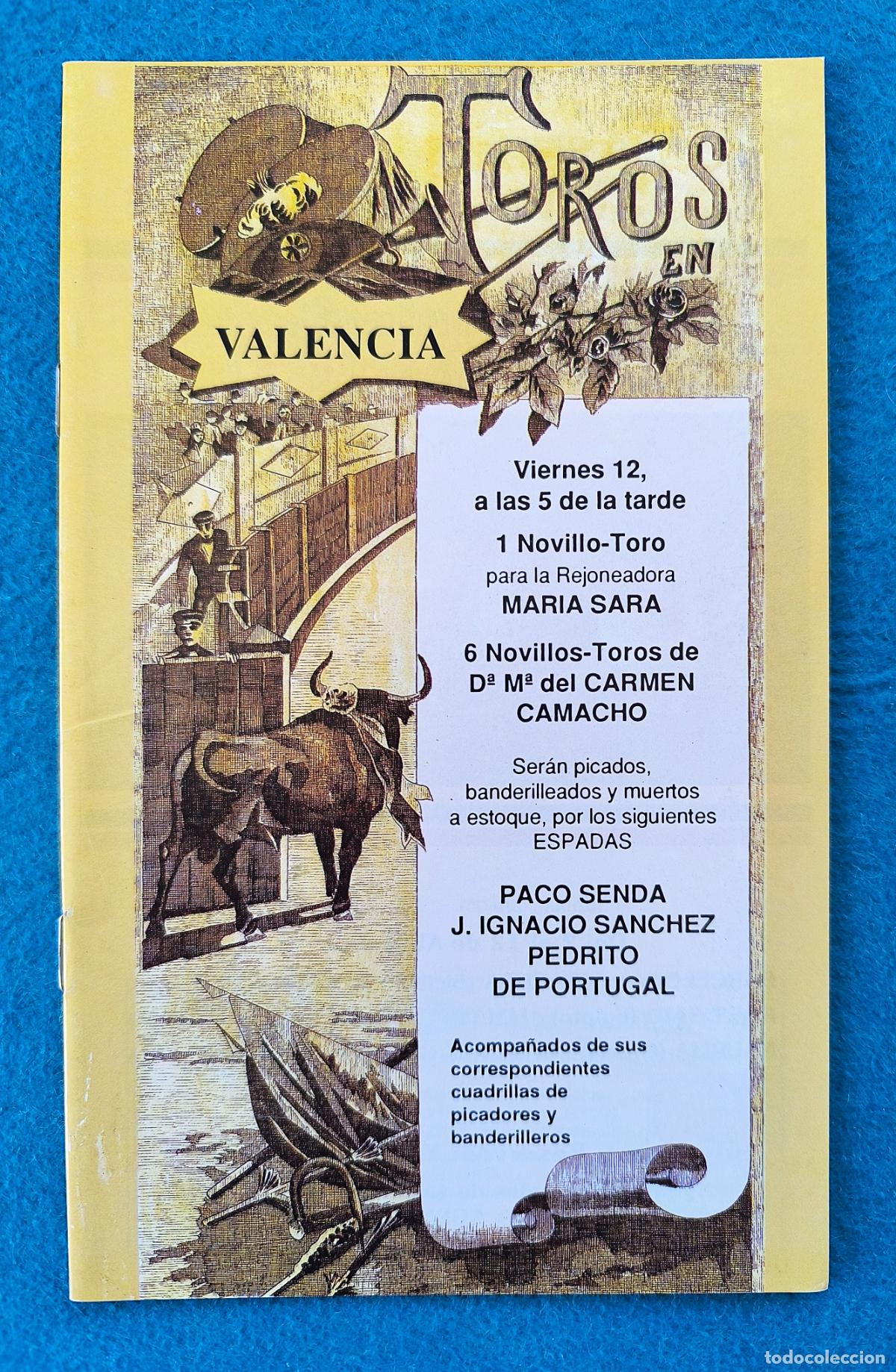 Tauromachie: RW PROGRAMA TOROS PLAZA VALENCIA 1993 J IGNACIO SANCHEZ PACO SENDA ORIGINAL PT164