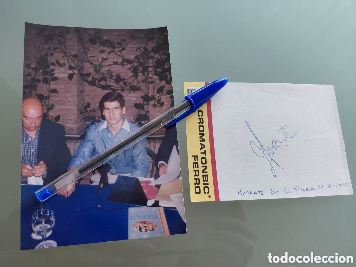 Tauromaquia: Fotograf&iacute;a original y aut&oacute;grafo Morante de la Puebla. A&ntilde;o 2000