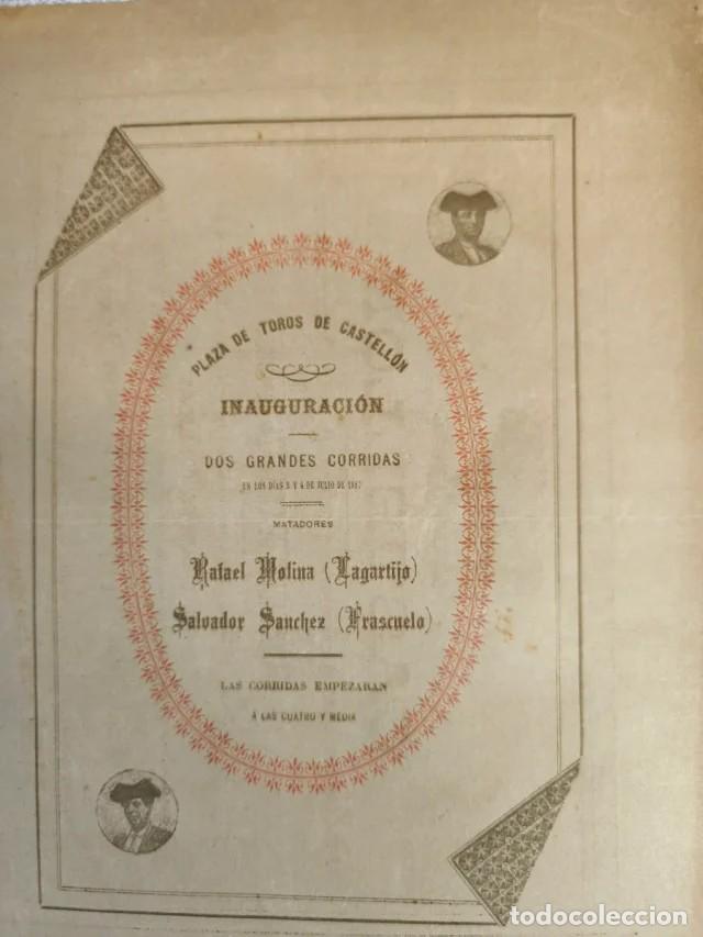 Tauromaquia: Cartel programa original inauguracion plaza toros Castellon a&ntilde;o 1887 - taurmaquia - unico