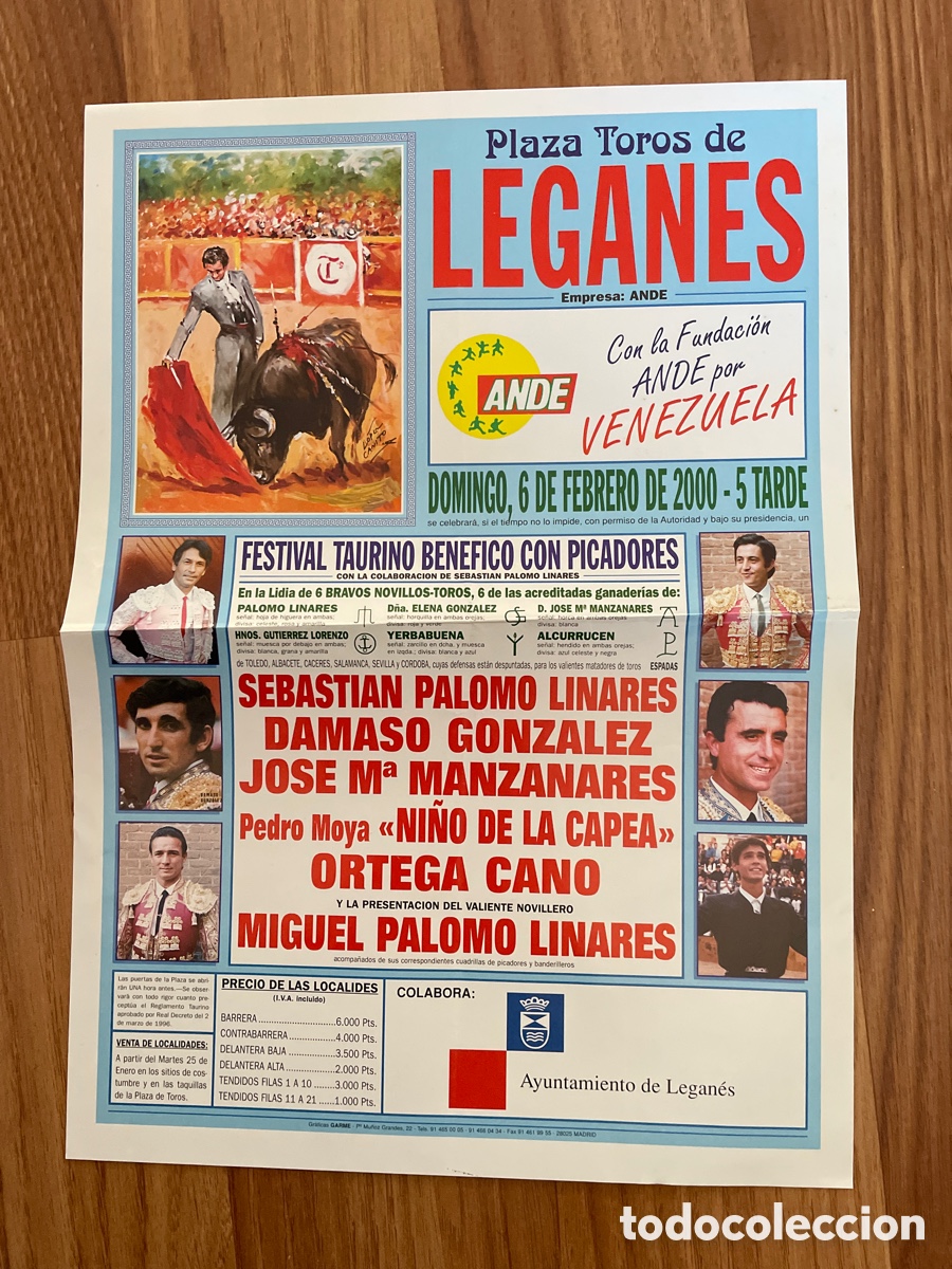 Tauromaquia: CARTEL PLAZA DE TOROS DE LEGANES 6 FEBRERO 2000