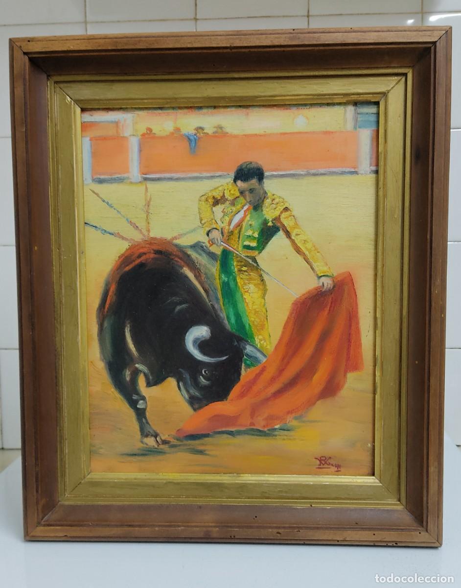 Tauromaquia: Cuadro Manolete pintado al &oacute;leo con firma