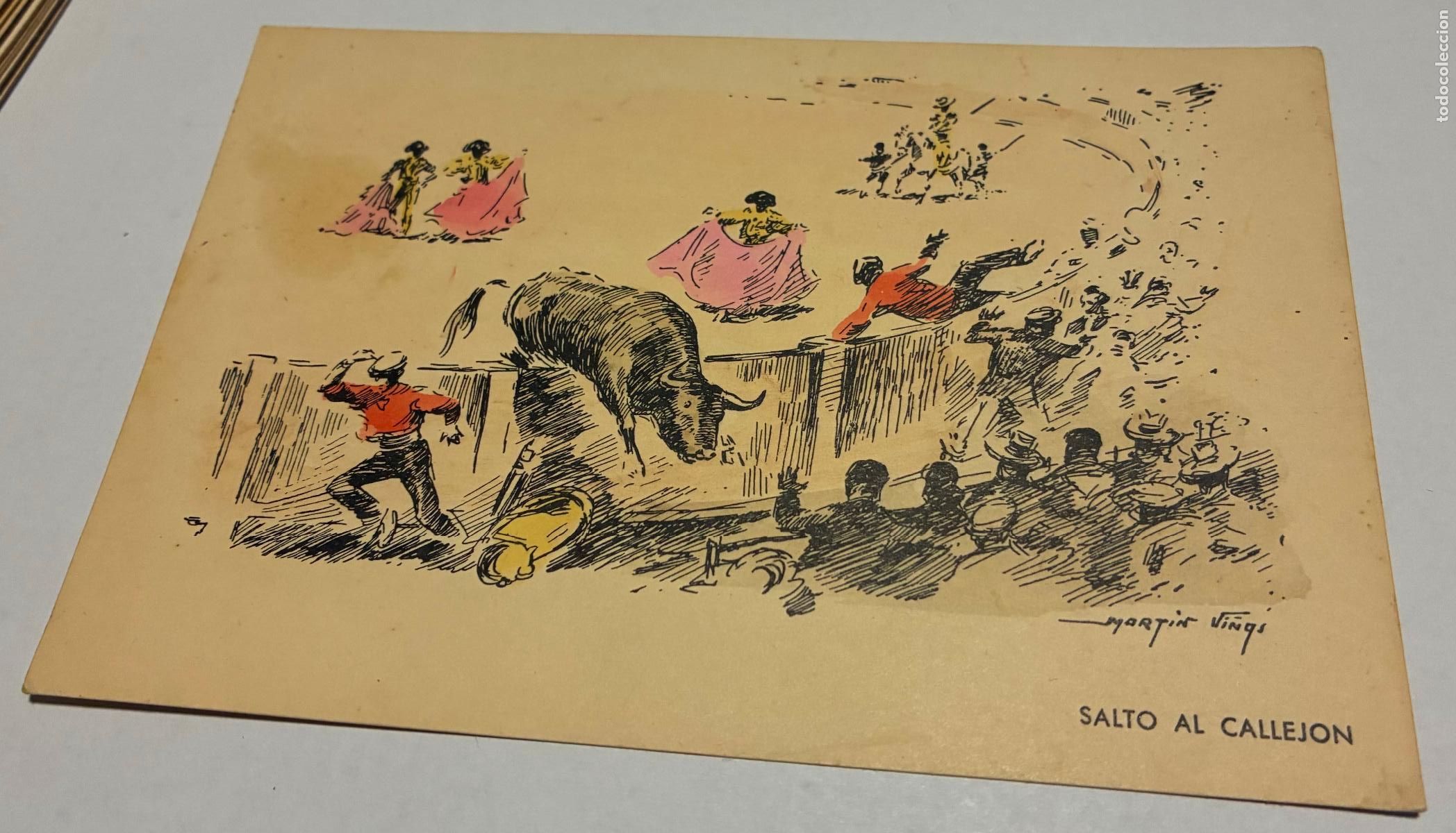Tauromaquia: ANTIGUA POSTAL TAUROMAQUIA, SALTO AL CALLEJON , toros Numero 25