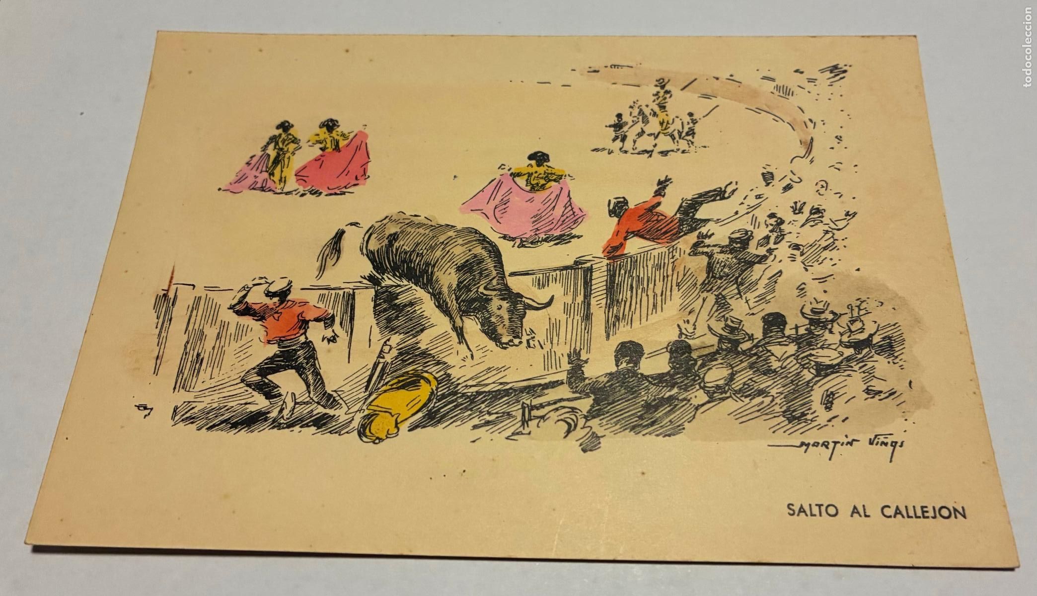 Stierkampf: ANTIGUA POSTAL TAUROMAQUIA, SALTO AL CALLEJON, Toros Numero 25