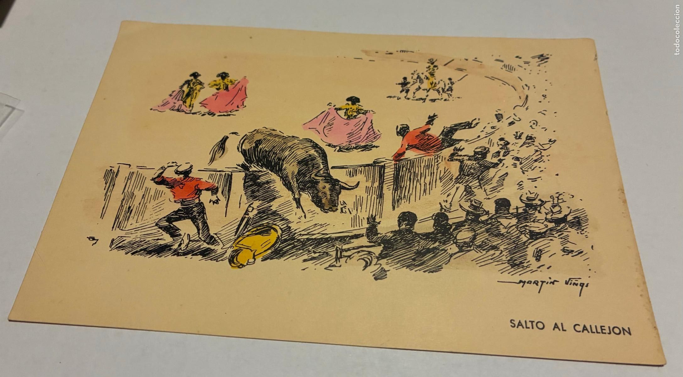 Tauromaquia: ANTIGUA POSTAL TAUROMAQUIA, SALTO AL CALLEJON, Toros Numero 25