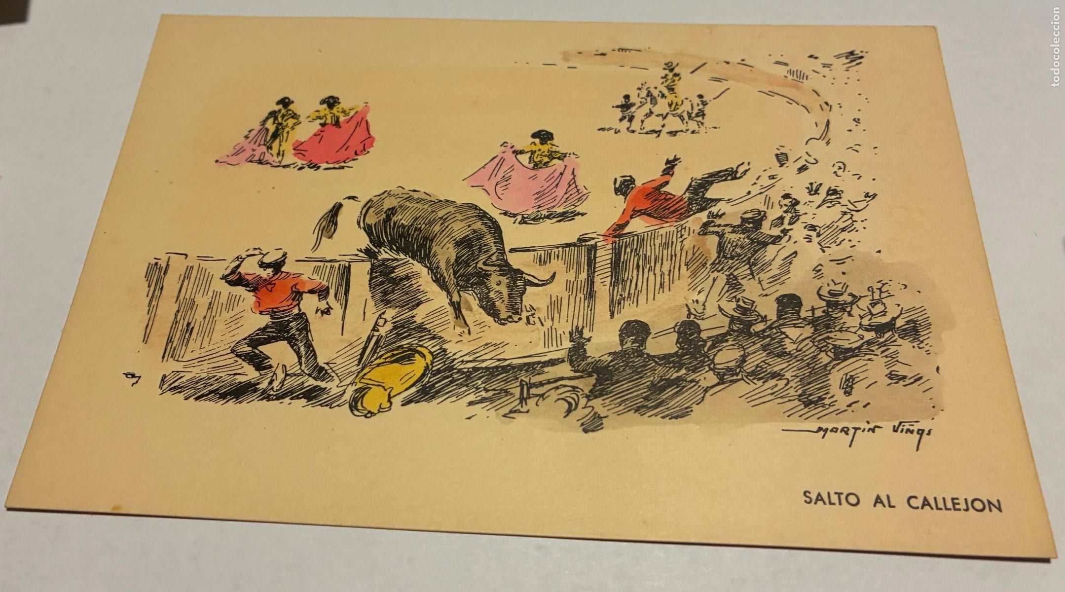 Tauromaquia: ANTIGUA POSTAL TAUROMAQUIA, SALTO AL CALLEJON, Toros 25