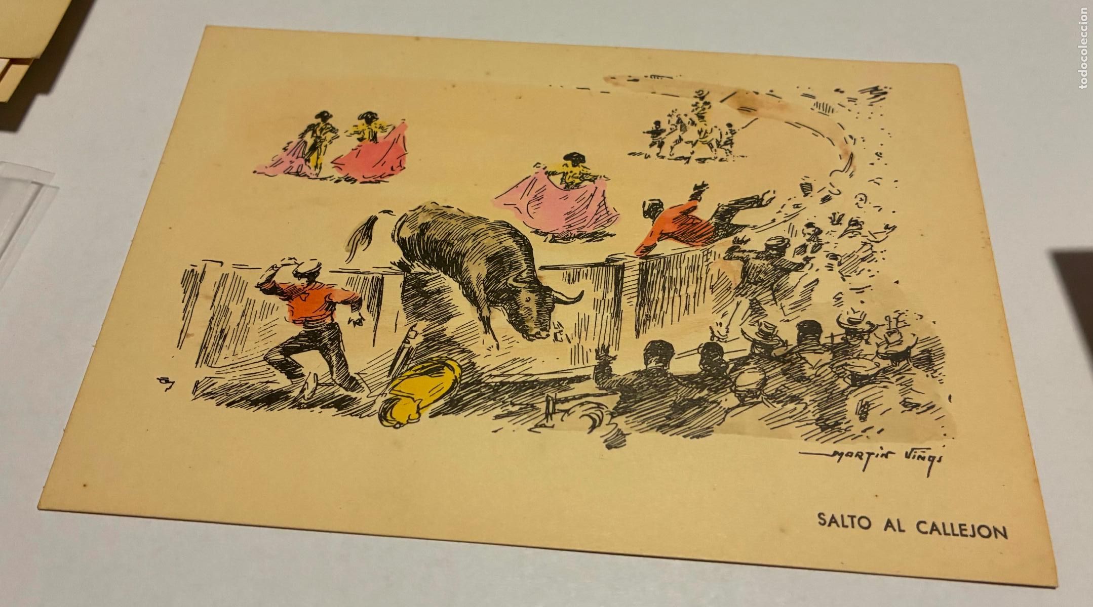 Tauromaquia: ANTIGUA POSTAL TAUROMAQUIA, SALTO AL CALLEJON, Toros Numero25