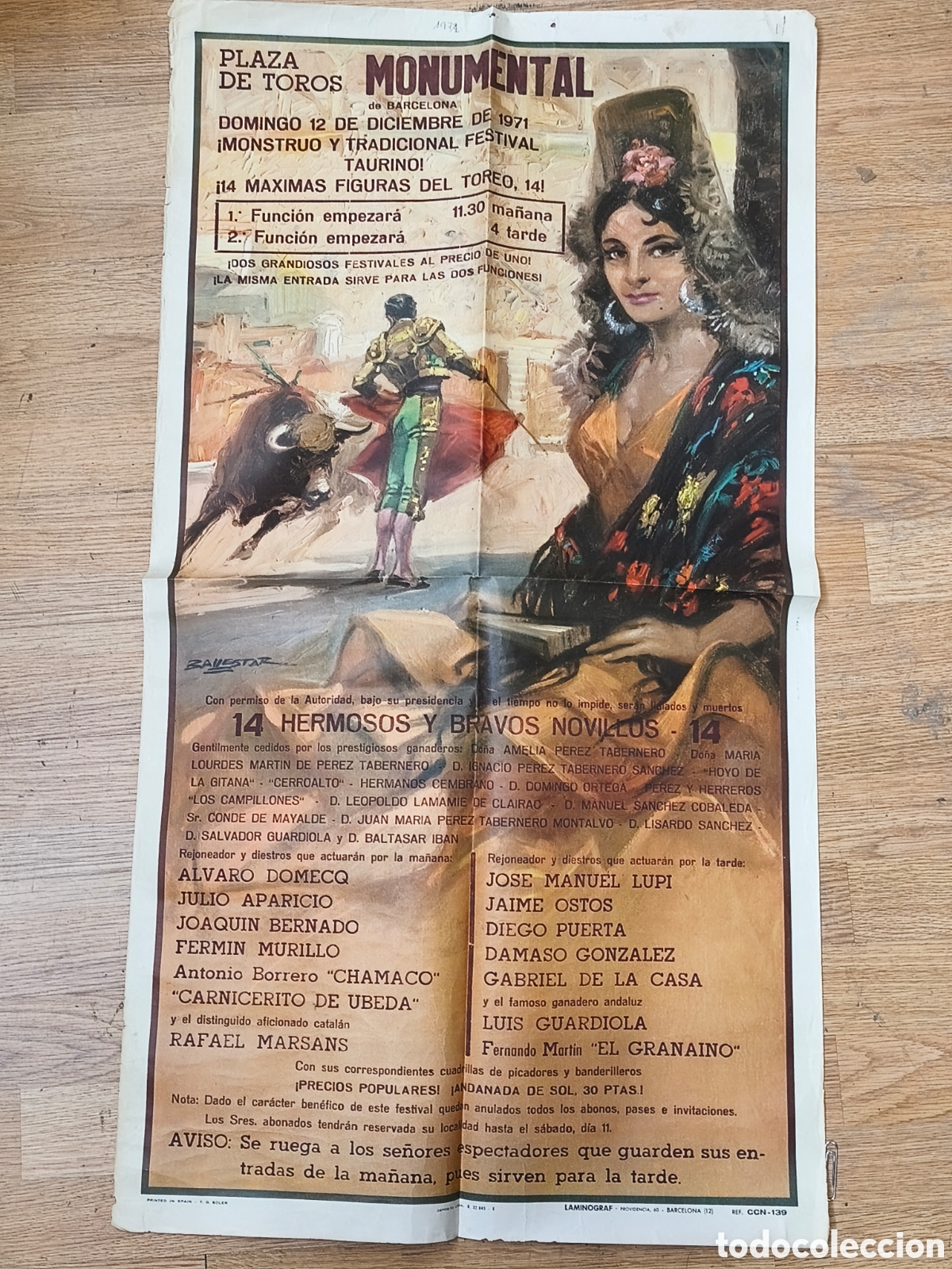 Tauromaquia: Cartel plaza toros Monumental 1971