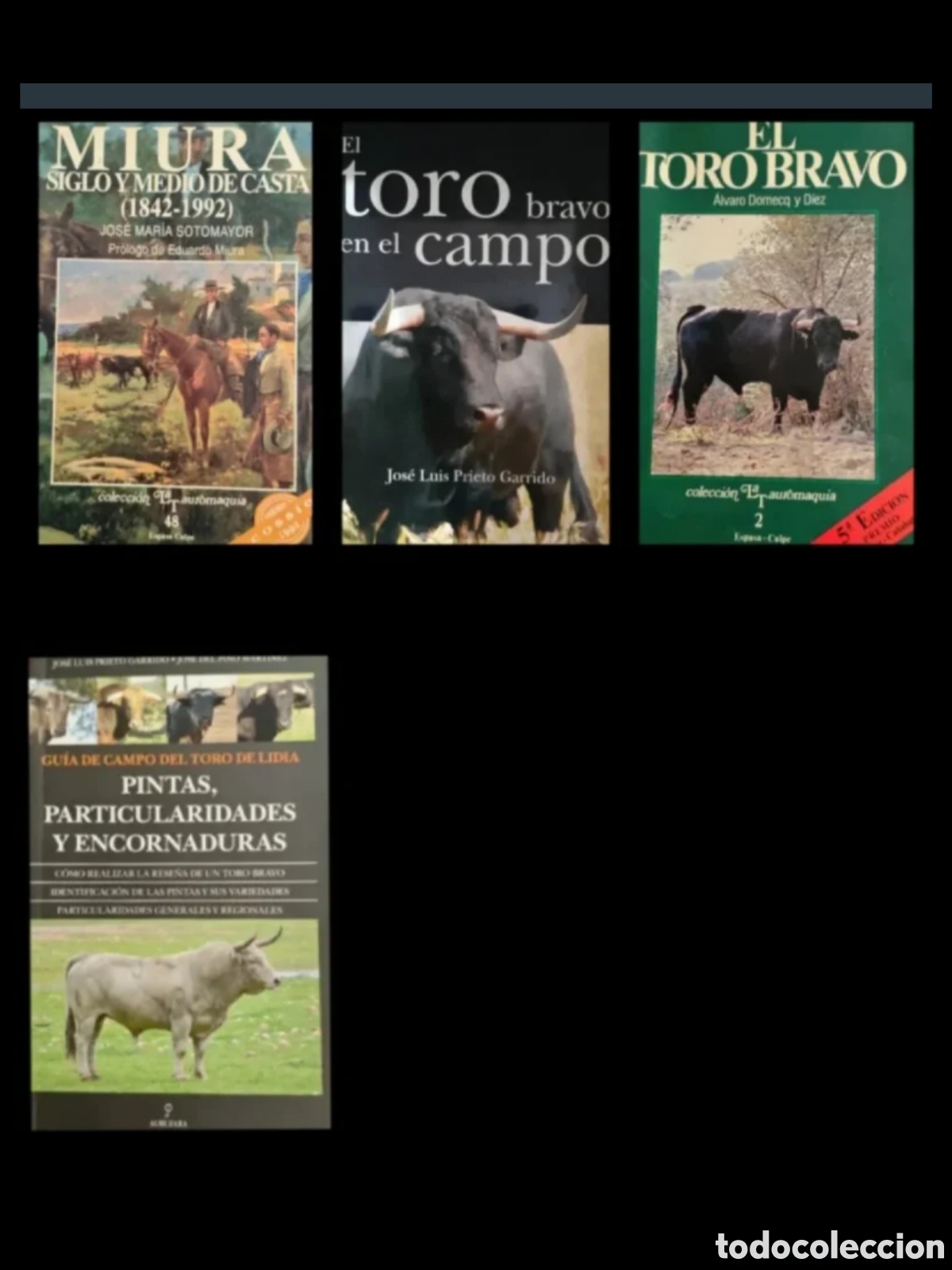 Tauromaquia: Lote de cuatro libros de toros