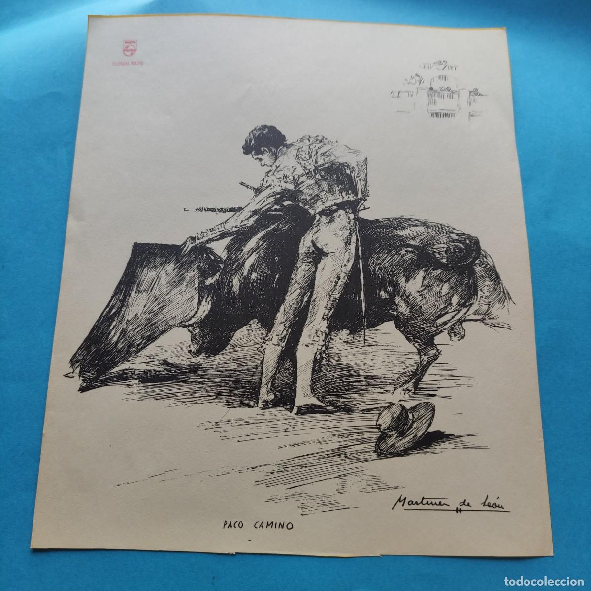 Tauromaquia: PACO CAMINO . LAMINA DE TAUROMAQUIA * MARTINEZ DE LE&Oacute;N *4/20 * FLORIDA RADIO PHILIPS * 24X29