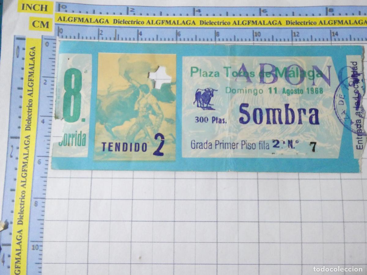 Tauromaquia: ENTRADA TOROS TOREROS CORRIDA PLAZA M&Aacute;LAGA 11 AGOSTO 1968 CERVEZA VICTORIA. 407