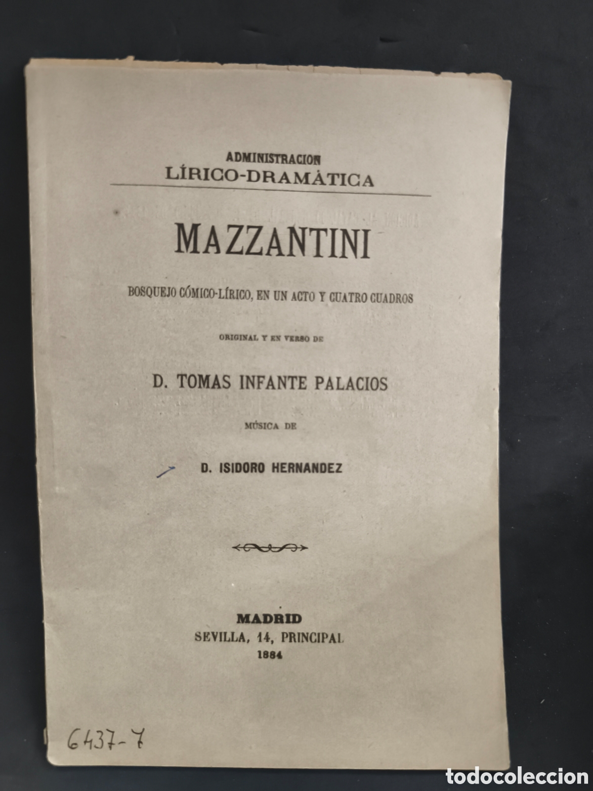 Tauromaquia: 1884 Mazzantini, adm.Lirico-Dramatica