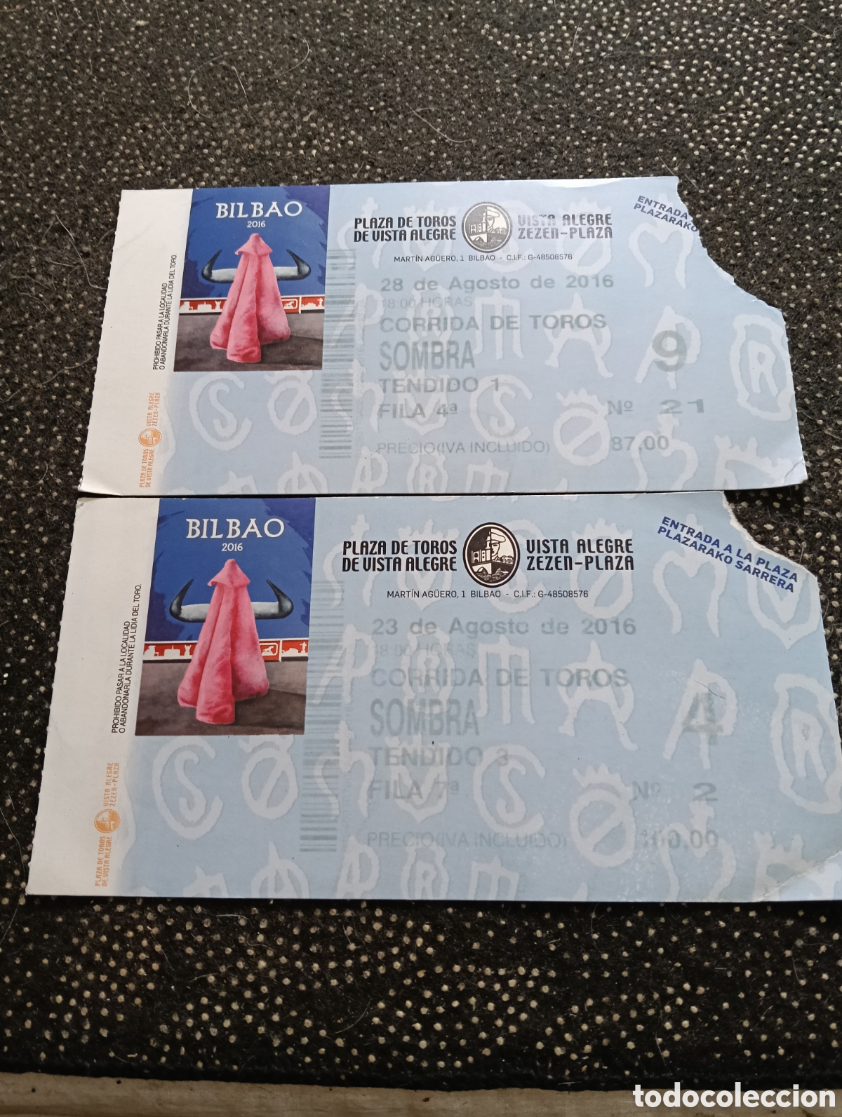 Tauromaquia: 2 entradas Bilbao plaza de toros de Vista Alegre 2016