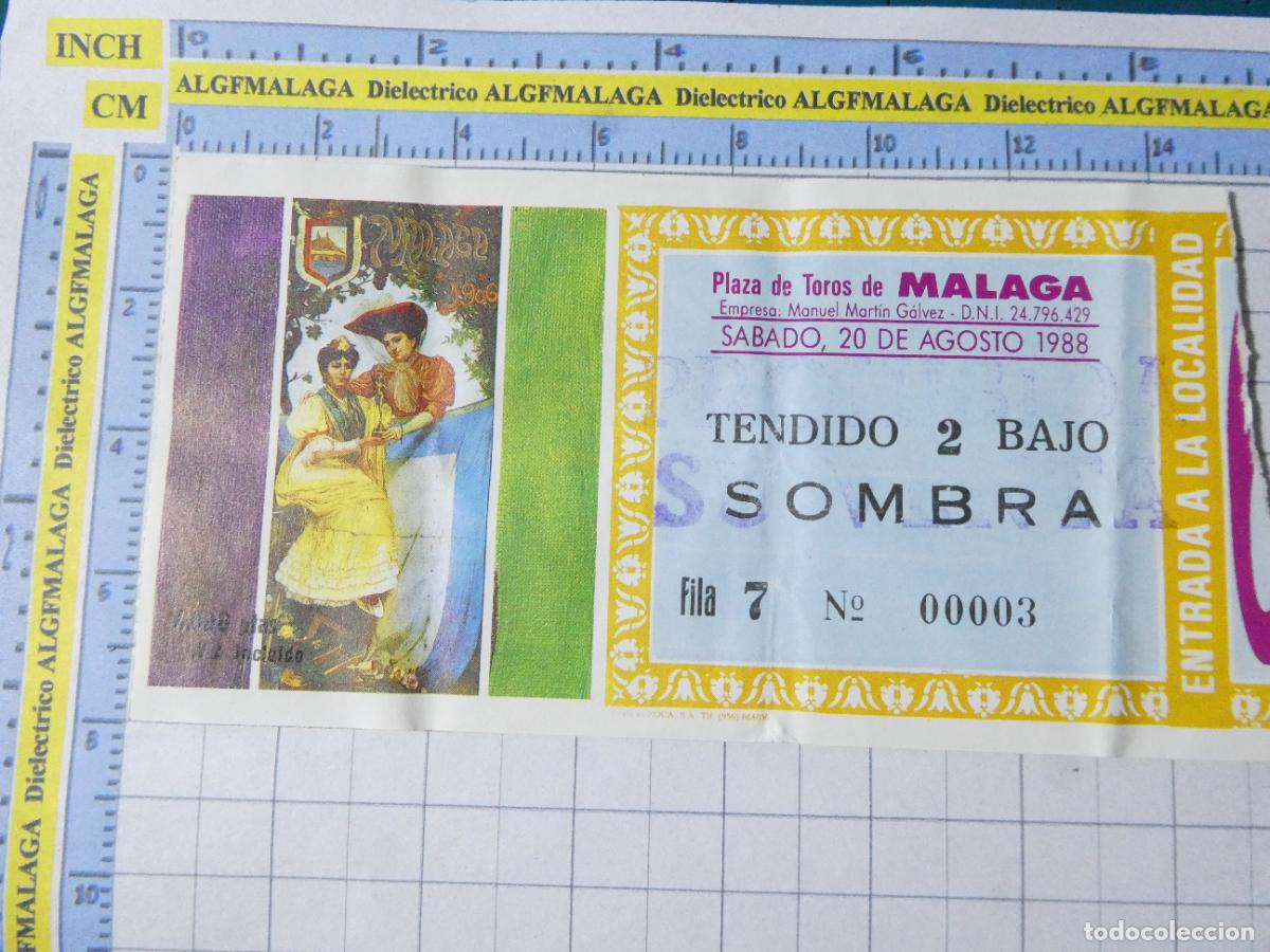 Tauromaquia: ENTRADA TOROS TOREROS CORRIDA PLAZA M&Aacute;LAGA. 20 AGOSTO 1988. PUBLICIDAD SEAT AUDI. 424