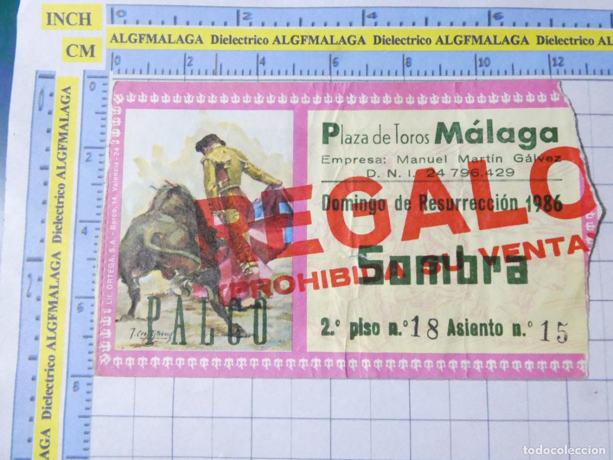 Tauromaquia: ENTRADA TOROS TOREROS CORRIDA PLAZA M&Aacute;LAGA. DOMINGO RESURRECCI&Oacute;N 1986. PUBLICIDAD SEAT AUDI. 425