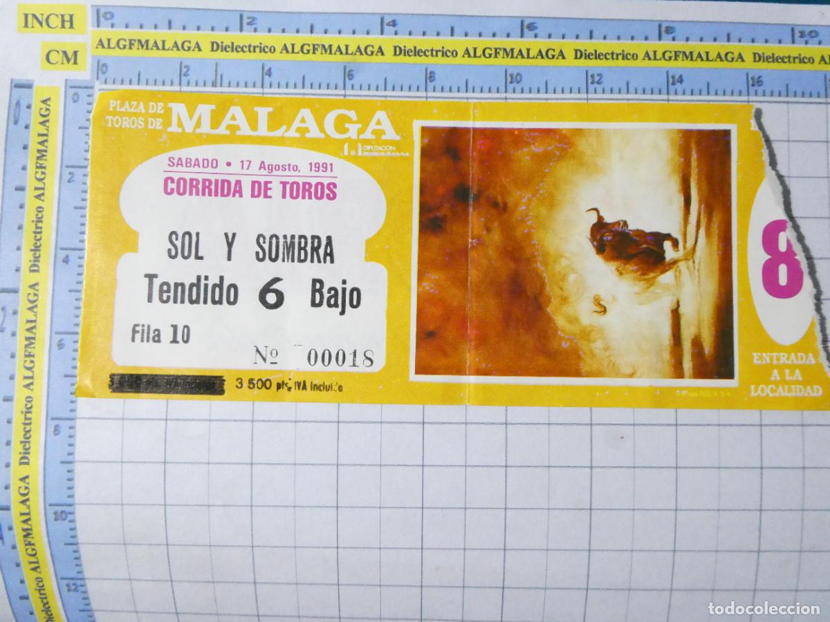 Tauromaquia: ENTRADA TOROS TOREROS CORRIDA PLAZA M&Aacute;LAGA. 17 AGOSTO 1991. PUBLICIDAD CERVEZA VICTORIA. 440