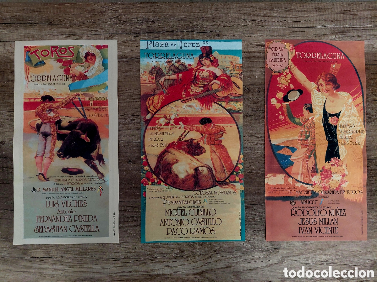 Tauromaquia: Lote de tres carteles de toros de Torrelaguna (Madrid) 2002