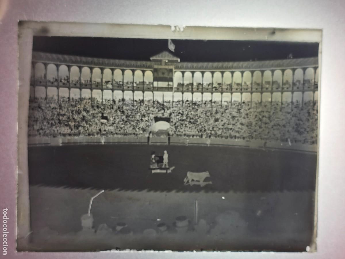 Tauromachie: PLACA , NEGATIVO , CLICHE DE CRISTAL DE PLAZA DE TOROS. PARA IDENTIFICAR.