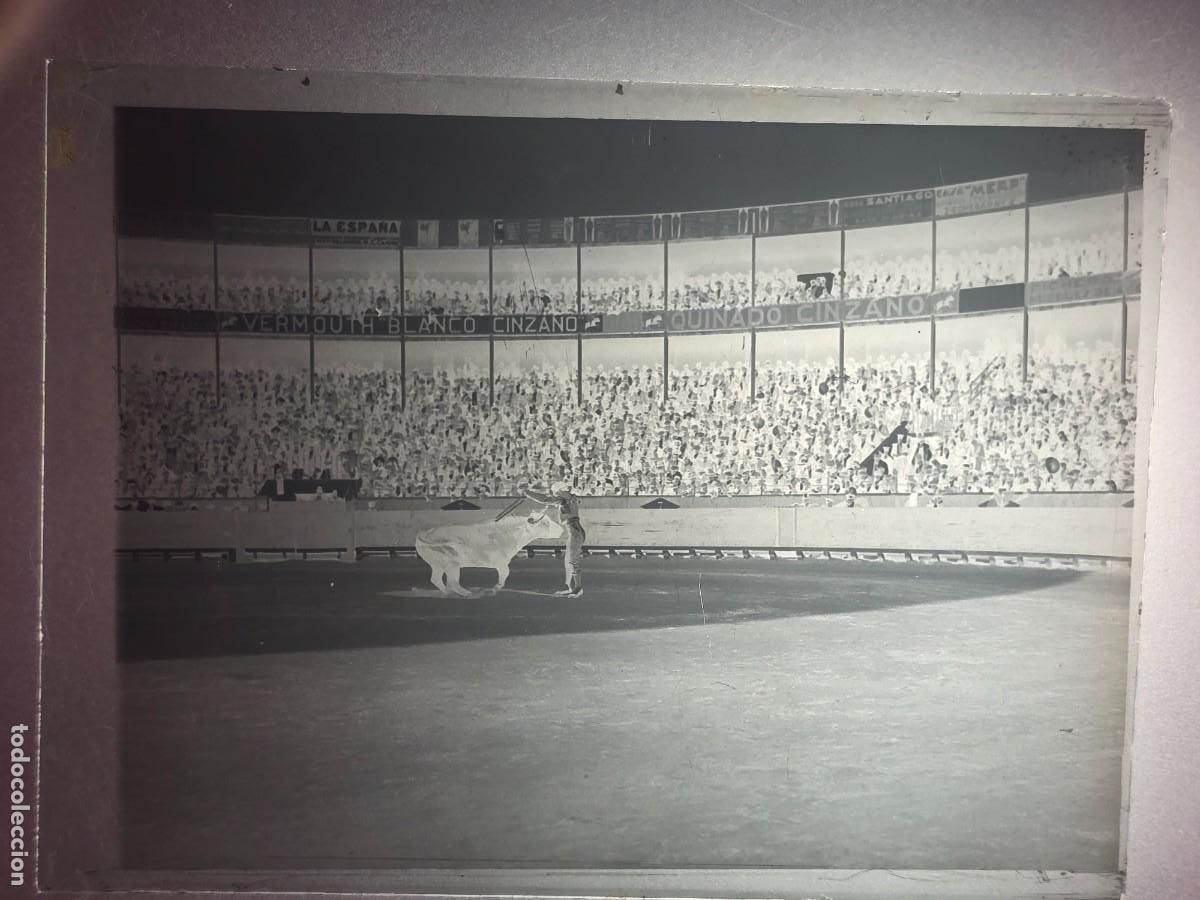 Tauromachie: PLACA , NEGATIVO , CLICHE DE CRISTAL DE PLAZA DE TOROS. PARA IDENTIFICAR.